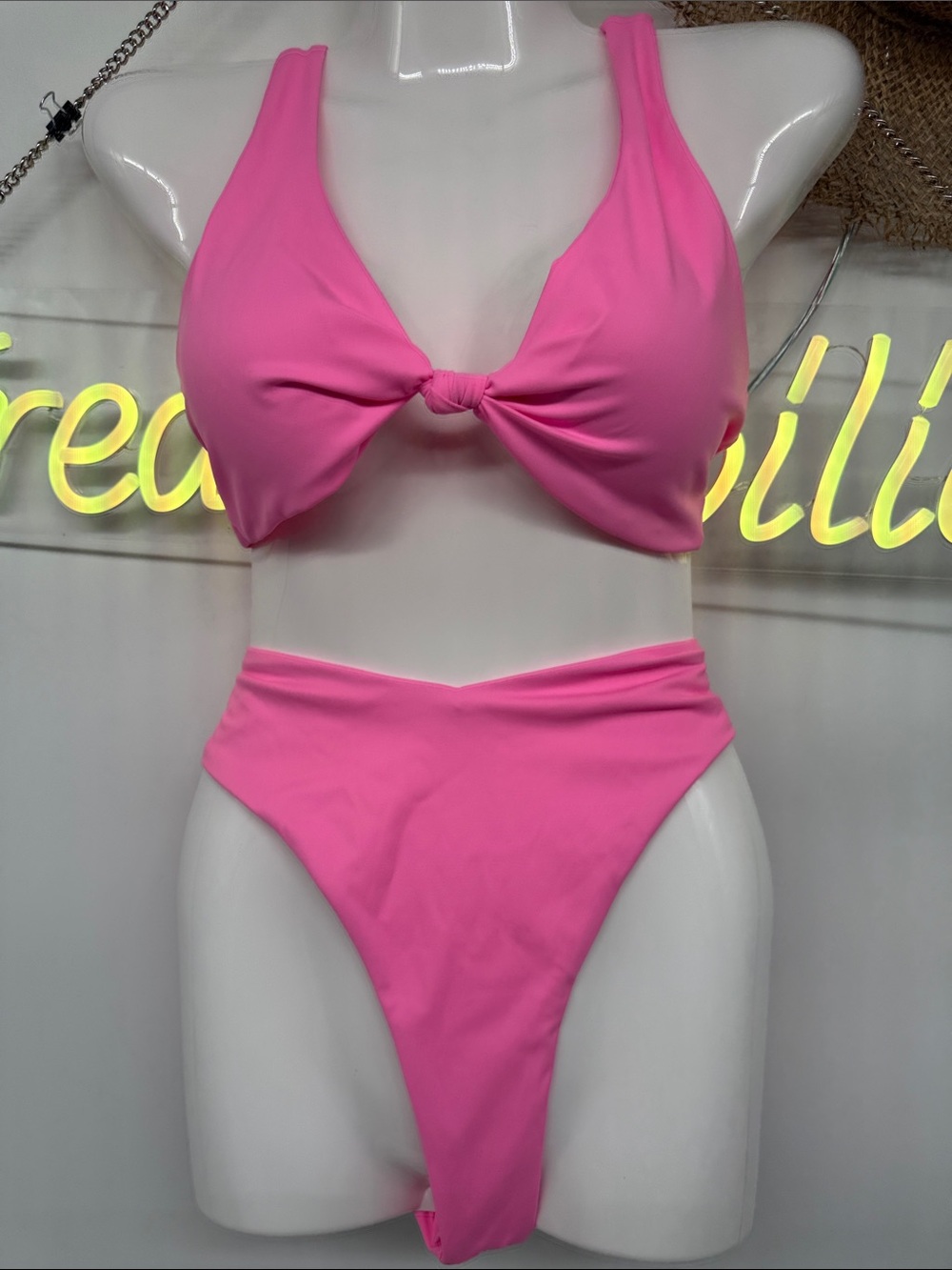 Source Unknown Bubblegum Pink Knot-Front Bikini Set